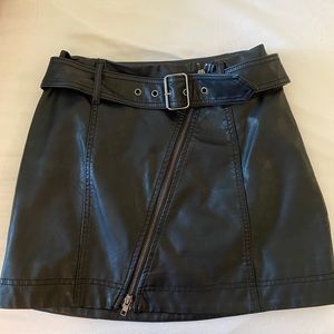 Free People Black Leather Skirt